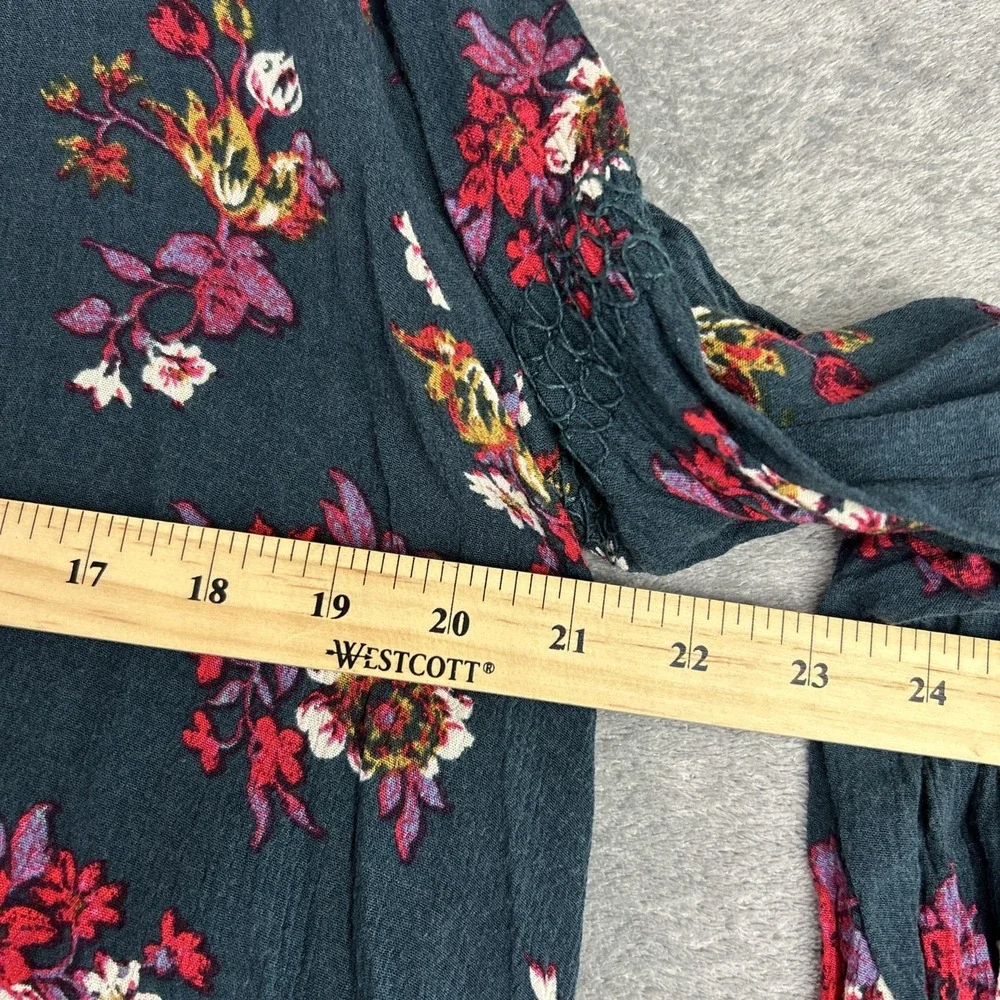 Free People Dress Women's Small Retro Floral Teal Swing Tunic Cottage Western‎
